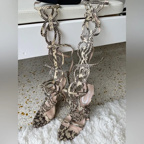 Elie Tahari Gladiator Python Knee High Lace-Up Sandals - one of a kind - NEW 💫 - Picture 4 of 12